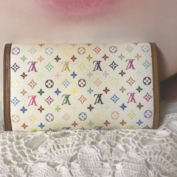 Louis Vuitton multicolor trifold long wallet white - Picture 4 of 8